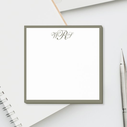 Classic Olive Green Monogram Post-it® Notes
