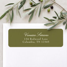 Classic Olive Green Wedding Return Address