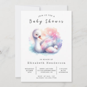 Classic Online Swan Baby shower Kaart