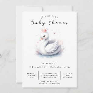 Classic Online Swan Baby shower Kaart
