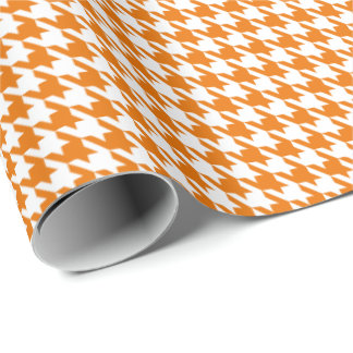 Classic Orange and White Houndstooth Pattern  Cadeaupapier