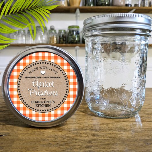 Classic Orange En vichy Canning Jar Étiquette