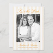 Classic Orange Stripes Photo Wedding Save The Date (Voorkant)