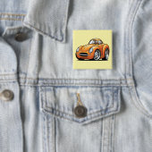 Classic Orange Toon Car Vierkante Button 5,1 Cm (In situ)