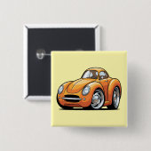Classic Orange Toon Car Vierkante Button 5,1 Cm (Voorkant /achterkant)