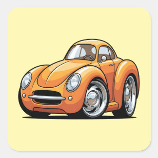 Classic Orange Toon Car Vierkante Sticker