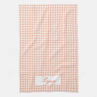 Classic Orange & White Gingham | Personalized Name Theedoek