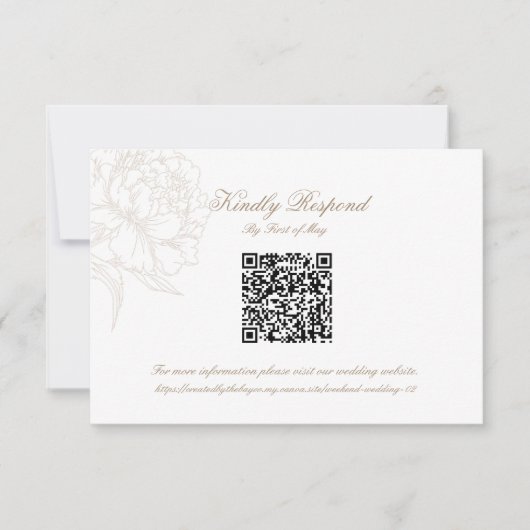 Classic Outline Floral QR code RSVP Respond Card (Devant)