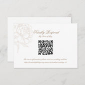 Classic Outline Floral QR code RSVP Respond Card (Devant / Derrière)