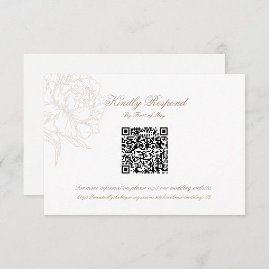 Classic Outline Floral QR code RSVP Respond Card (Devant / Derrière)