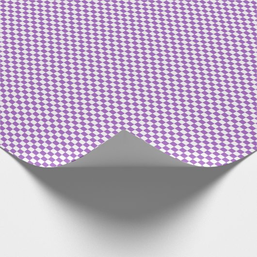 Classic Paars en White Checkered Pattern Cadeaupapier (Hoek)