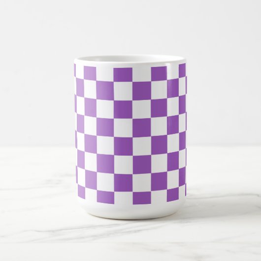 Classic Paars en White Checkered Pattern Koffiemok (Center)