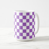 Classic Paars en White Checkered Pattern Koffiemok (Voorkant rechts)