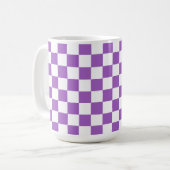 Classic Paars en White Checkered Pattern Koffiemok (Voorkant links)