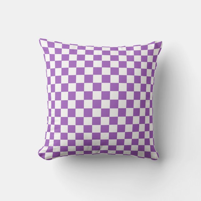 Classic Paars en White Checkered Pattern Kussen (Voorkant)