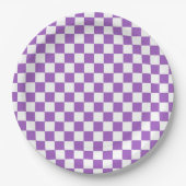 Classic Paars en White Checkered Pattern Papieren Bordje (Voorkant)