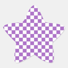 Classic Paars en White Checkered Pattern Ster Sticker