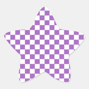 Classic Paars en White Checkered Pattern Ster Sticker