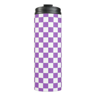 Classic Paars en White Checkered Pattern Thermosbeker