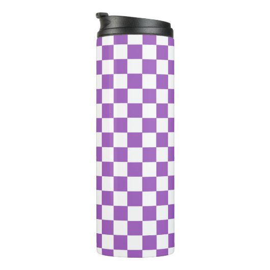 Classic Paars en White Checkered Pattern Thermosbeker (Geroteerd rechts)
