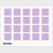 Classic Paars en White Checkered Pattern Vierkante Sticker (Vel)