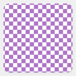 Classic Paars en White Checkered Pattern Vierkante Sticker