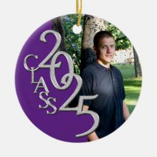 Classic Paarse 2025 Afstuderen foto Keramisch Ornament