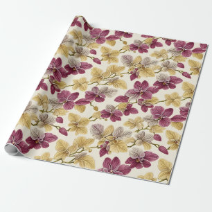 Classic Paarse Beige Orchidee Flora Cadeaupapier