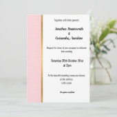 CLASSIC PASTEL PINK GOLD TRIM INVITATION KAART (Staand voorkant)