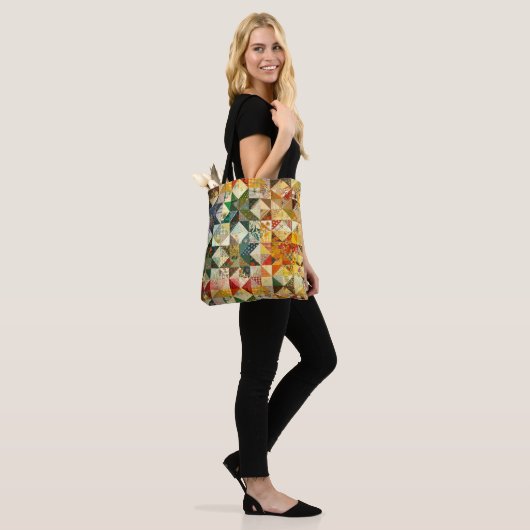 Classic Patchwork Fabric Design Canvas tas (Op model)