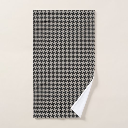 Classic Pepita Houndstooth Pattern Black Grey Bad Handdoek (Handdoek)