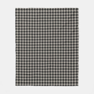 Classic Pepita Houndstooth Pattern Black Grey Fleece Deken