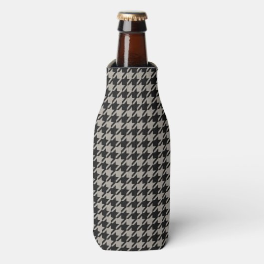 Classic Pepita Houndstooth Pattern Black Grey Flesjeskoeler (Fles Voorkant)