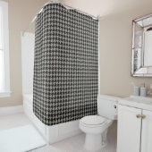 Classic Pepita Houndstooth Pattern Black Grey Mann Douchegordijn (In situ)