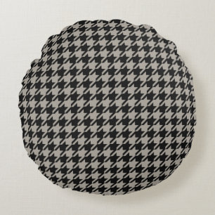 Classic Pepita Houndstooth Pattern Black Grey Rond Kussen