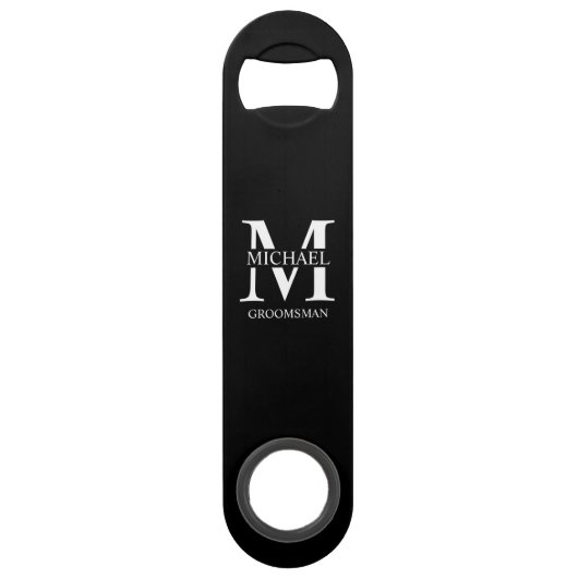 Classic Personalized Groomsman Monogram and Name Speed Flessenopener (Voorkant)