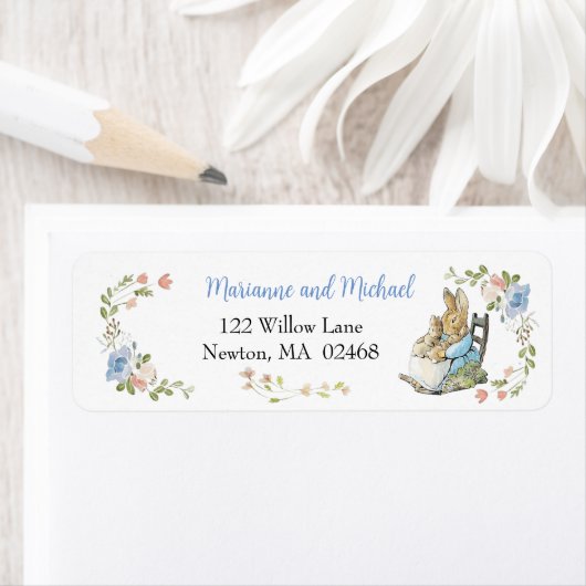 Classic Peter de Konijnentweeling Baby shower Etiket (Insitu)