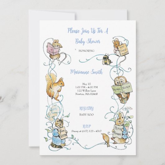 Classic Peter le lapin Baby shower Invitation (Devant)