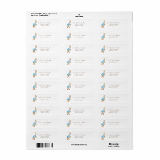 Classic Peter the Rabbit Baby shower Label (Full Sheet)