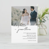 Classic Photo Calligraphy Script Wedding Kaart (Staand voorkant)