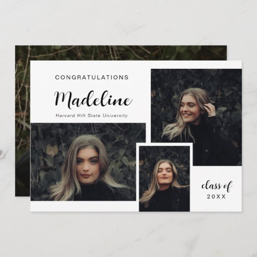 Classic Photo Collage Modern Afstuderen Aankondiging (Voorkant / Achterkant)