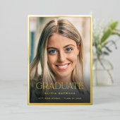 Classic Photo Gold Foil Faire-part de graduation (Debout devant)
