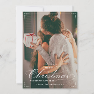 Classic Photo Merry Happy Nieuwjaarskaart Feestdagenkaart