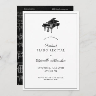 Classic Piano Wit Virtuele Overweging Uitnodiging