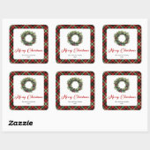 Classic Pine Wreath Christmas Sticker Custom Name (Vel)
