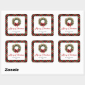 Classic Pine Wreath Holiday Sticker Custom Name (Feuille)