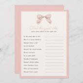 Classic Pink Bow Trouvez la carte de jeu de douche (Devant / Derrière)