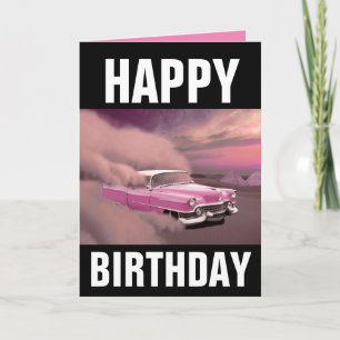 CLASSIC PINK CAR BIRTHDAY KAART