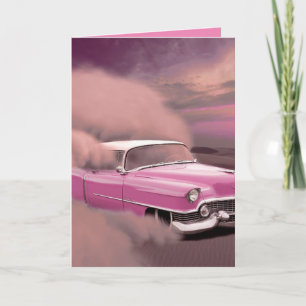CLASSIC PINK CAR BIRTHDAY KAART