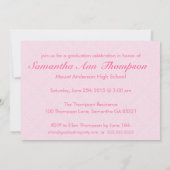Classic Pink Faire-part de graduation - Invitation (Dos)
